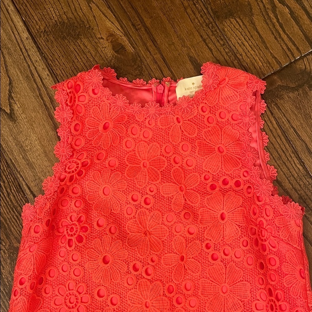 Kate Spade Coral Lace Shift Dress Size 0 - Picture 5 of 13